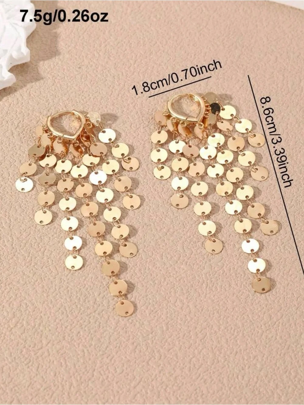 Gold Cascading Disc Hoop Earrings